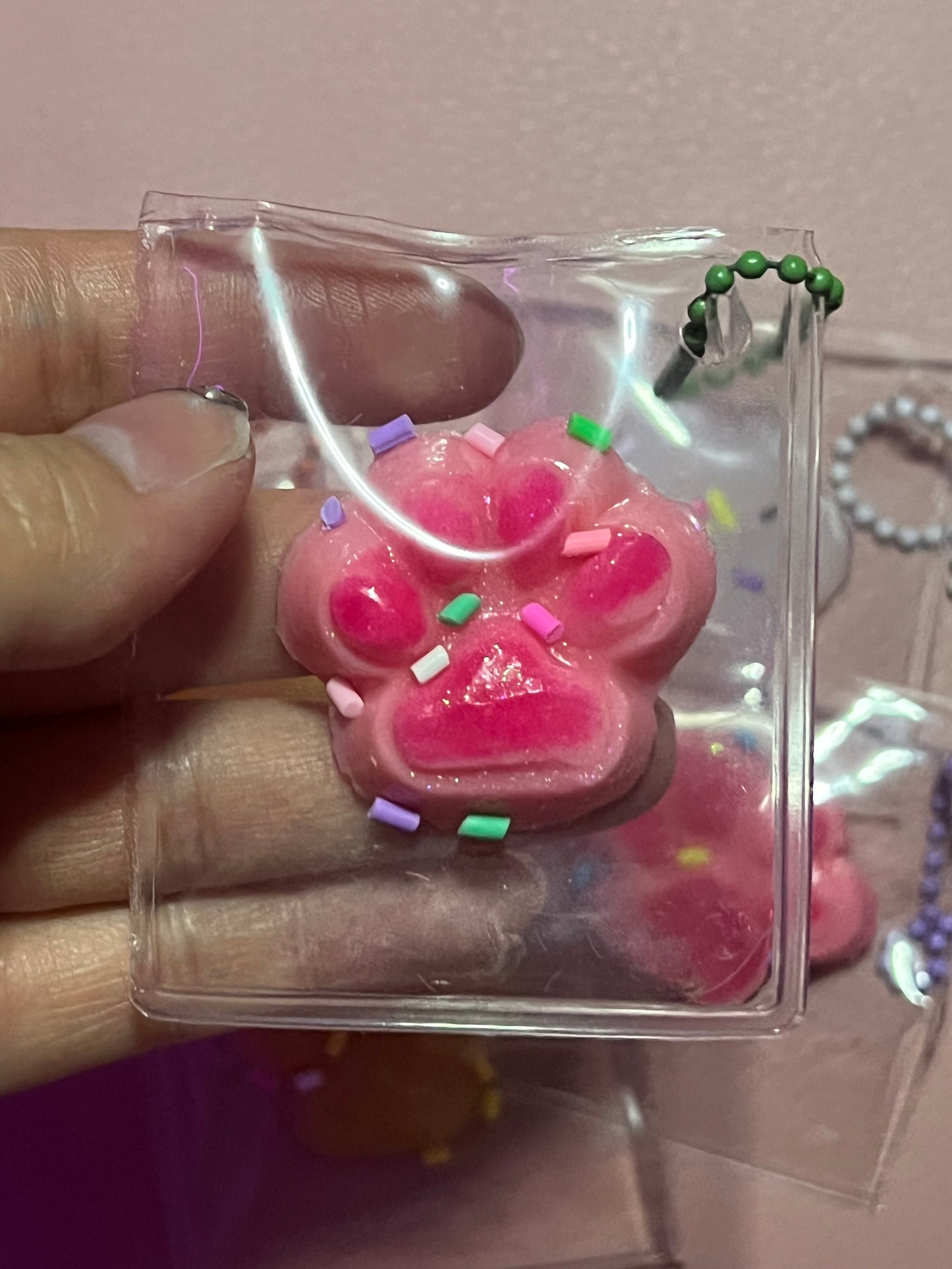 RANDOMIZED color sticky mini sprinkled cat paw taba squishy keychain