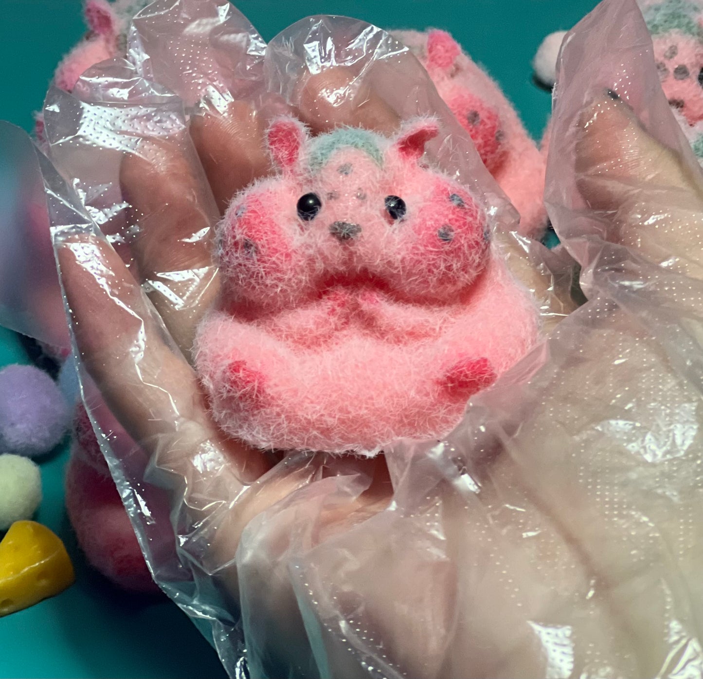 strawberry hamster taba squishy flocked